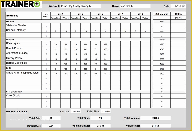 Free Workout Templates for Personal Trainers Of Workout Spreadsheet Example – Eoua Blog