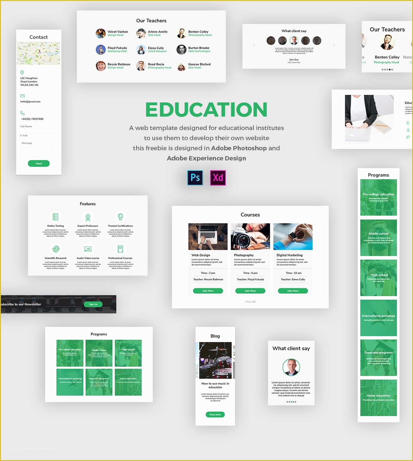 Free Xd Templates Of Education Web Template Free Ui Kit In Psd and Adobe Xd