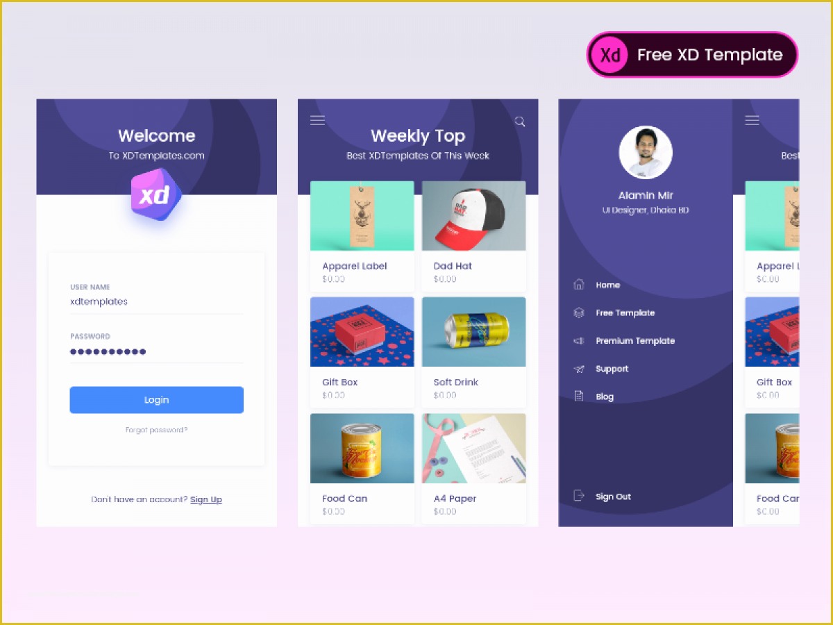 Free Xd Templates Of Free Ui Kit Template Products Ios App Concept for Adobe