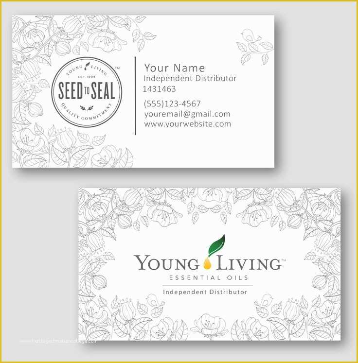 Free Young Living Business Card Templates Of Line Drawing Flowers Young Living Independent Distributor