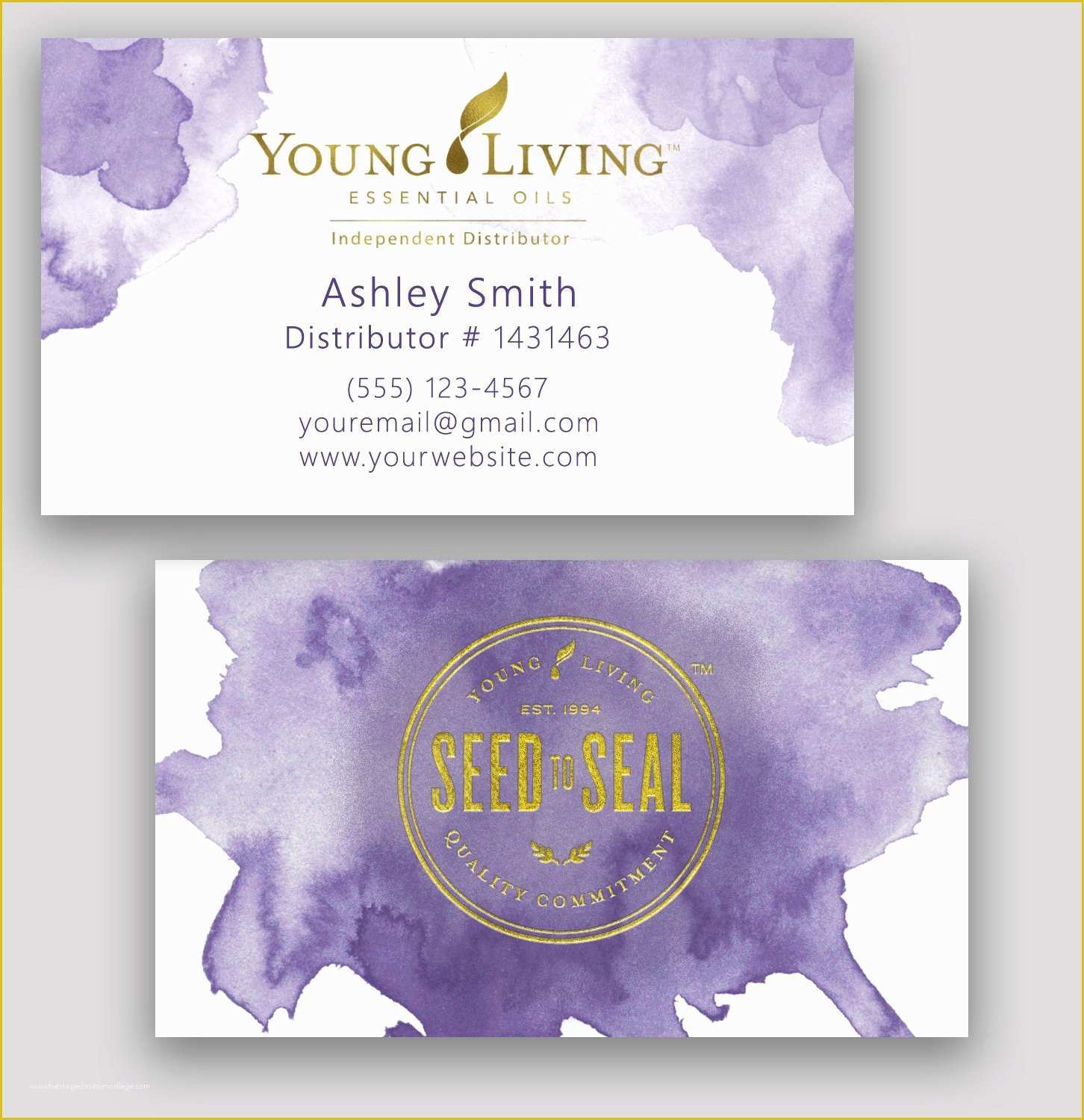 Free Young Living Business Card Templates Of Young Living Business Card Essential Oil Watercolor Gold