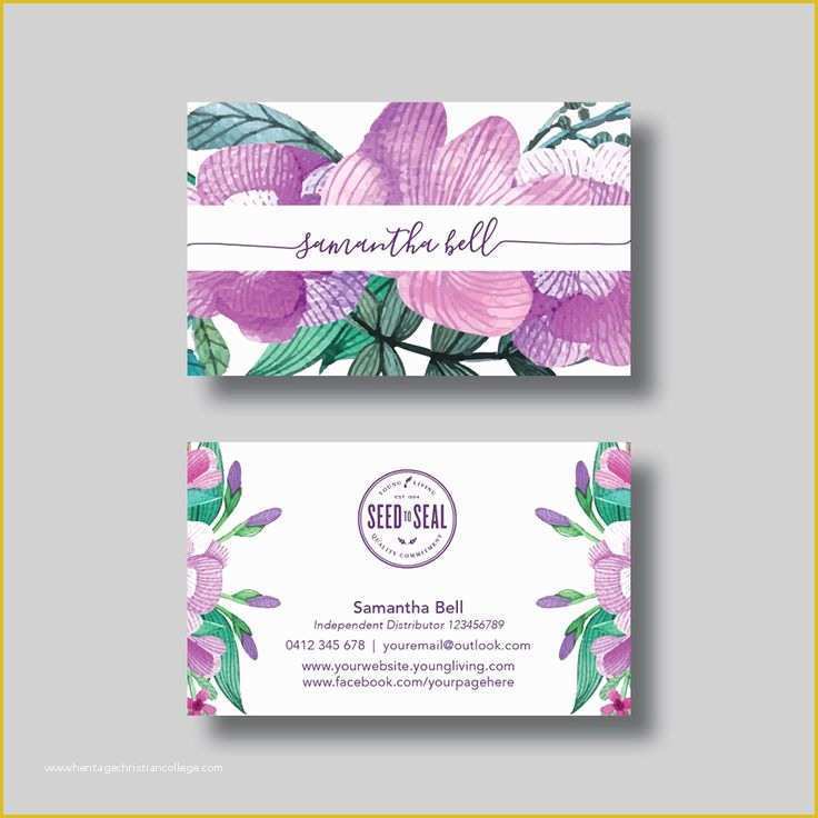 Free Young Living Business Card Templates Of Young Living Essential Oils Business Card Floral 1 0