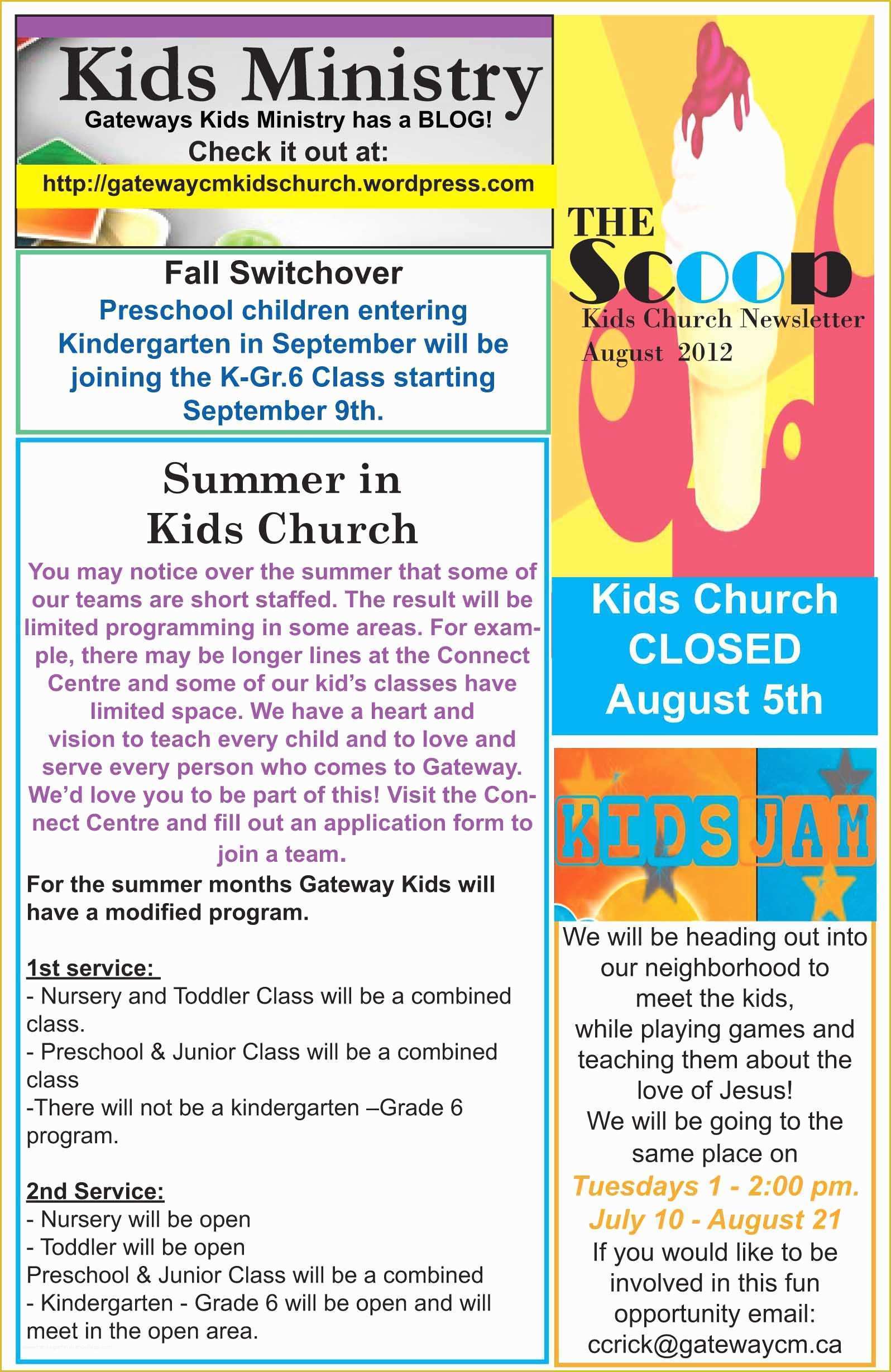Free Youth Ministry Newsletter Templates Of Kids Church Gateway S Kids Ministry