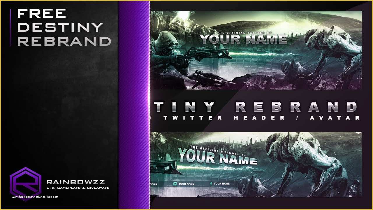 Free Youtube Header Template Of Free Destiny Rebrand Template Youtube Banner