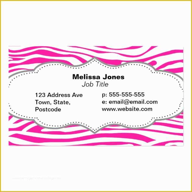 Free Zebra Business Card Template Of Hot Pink Zebra Stripe Pattern Animal Print Business Card