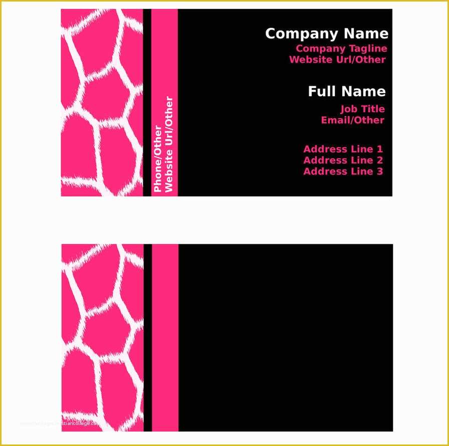 Free Zebra Business Card Template Of Pink and Black Giraffe Business Card Templates by Stacyo