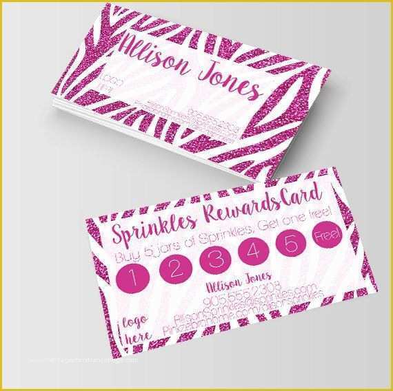 Free Zebra Business Card Template Of Pink Zebra Business Cards Sprinkles Rewards Card Wax