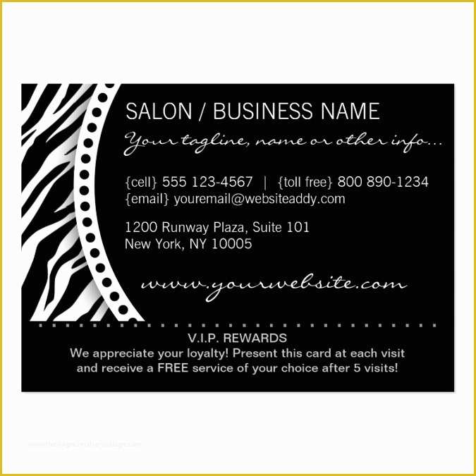 Free Zebra Business Card Template Of Zebra Print Salon Loyalty Rewards Card Business Card Template
