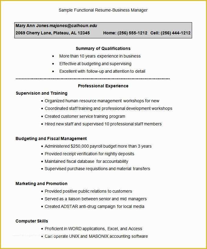 Functional Resume Template Free Download Of Functional Resume Template – 15 Free Samples Examples