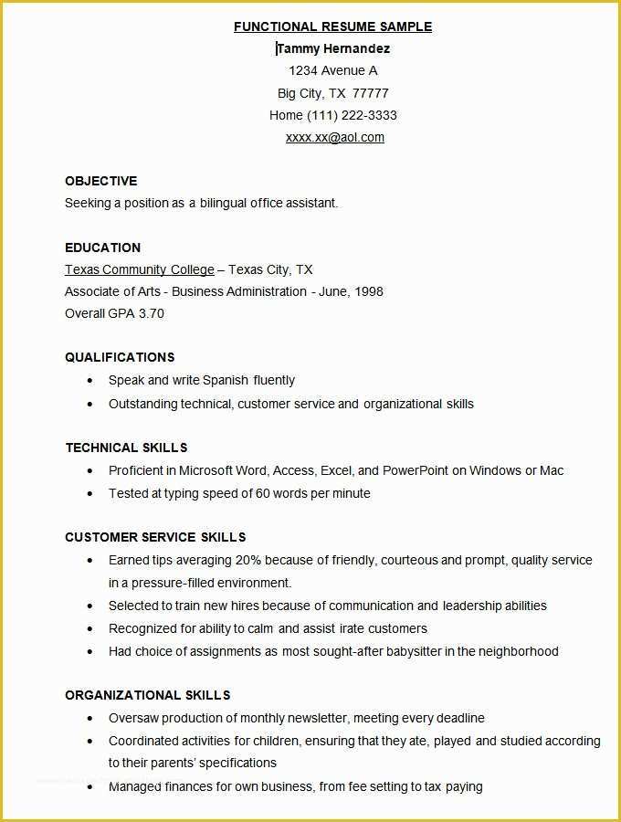 Functional Resume Template Free Download Of Microsoft Word Resume Template 49 Free Samples