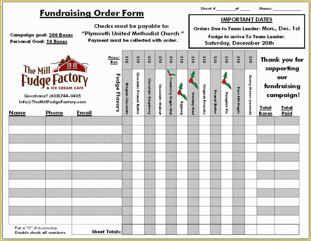 Fundraiser Template Free Of Fundraising order form Templates
