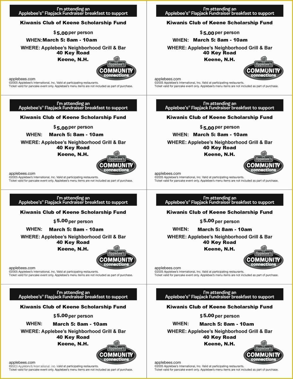 Fundraiser Tickets Fillable Form Printable Forms Free Online