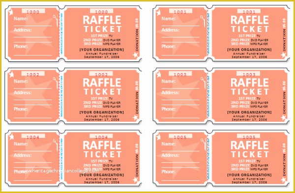 Fundraiser Tickets Template Free Of Raffle Ticket Templates