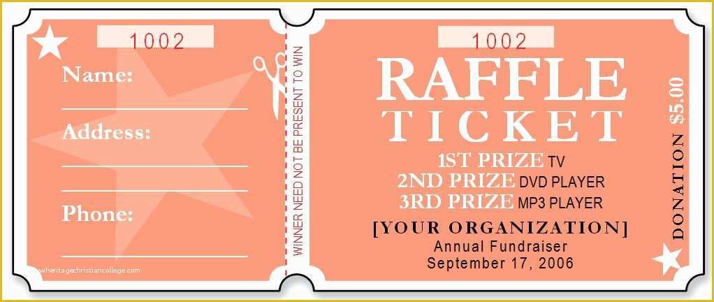 Fundraiser Tickets Template Free Of Sample Raffle Ticket Templates