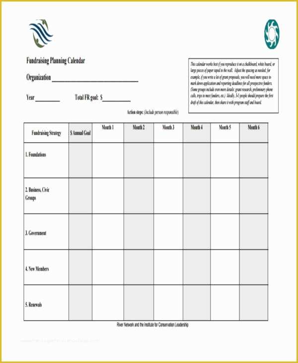 Fundraising Calendar Template Free Of 10 Planning Calendar Templates Free Sample Example