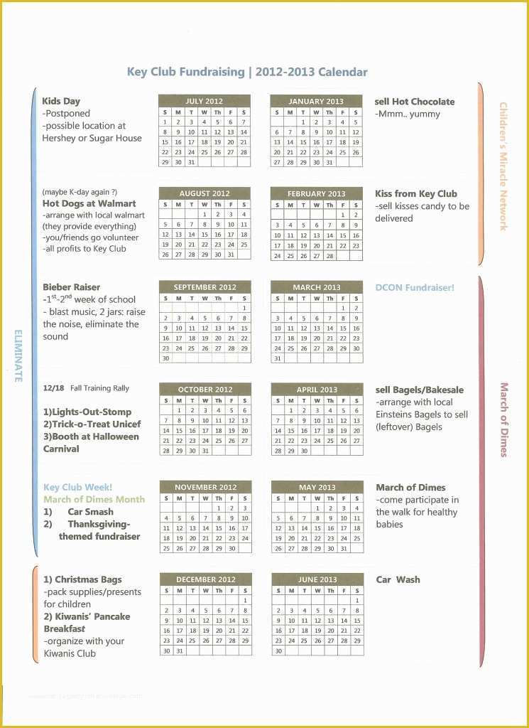 Fundraising Calendar Template Free Of Archived Files – Utah Idaho Key Club Throughout