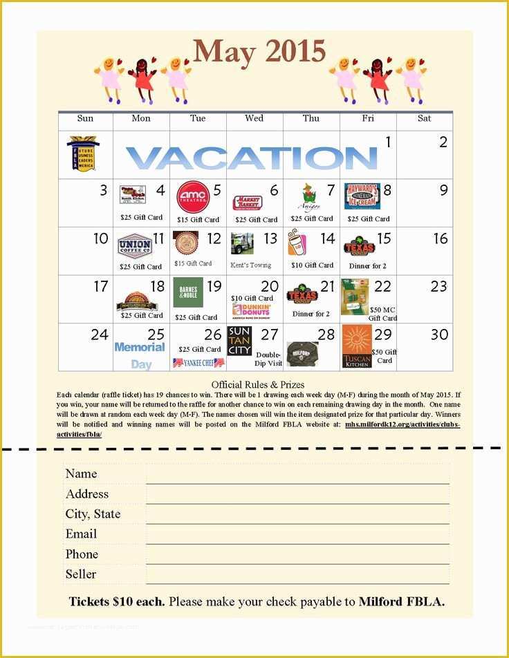 Fundraising Calendar Template Free Of Calendar Raffle Fundraiser Template