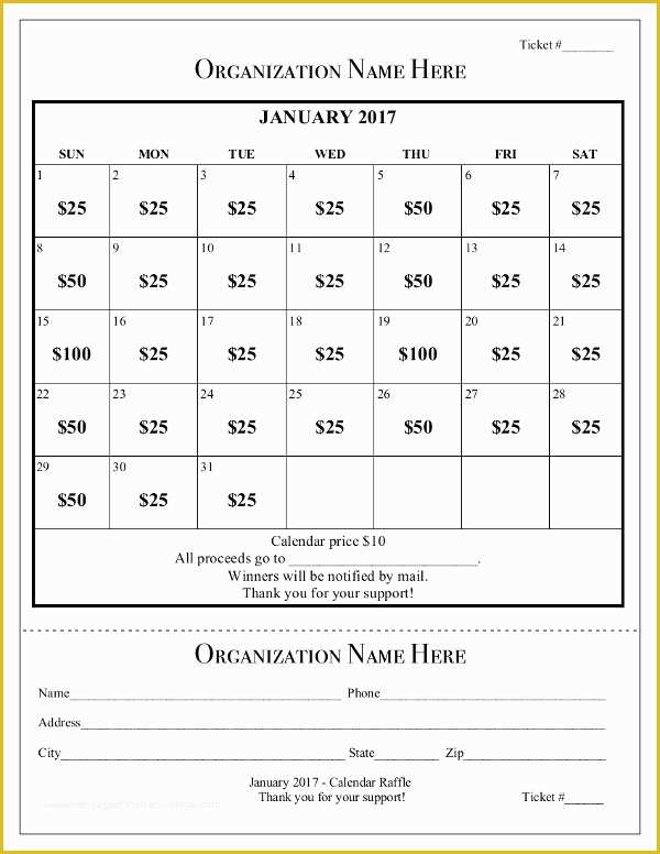 Fundraising Calendar Template Free Of Calendar Raffle Template 12 Best theraffleticketstore