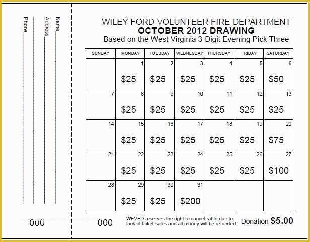 Fundraising Calendar Template Free Of Calendar Raffle Ticket