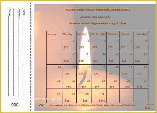 Fundraising Calendar Template Free Of Calendar Raffle Ticket Template