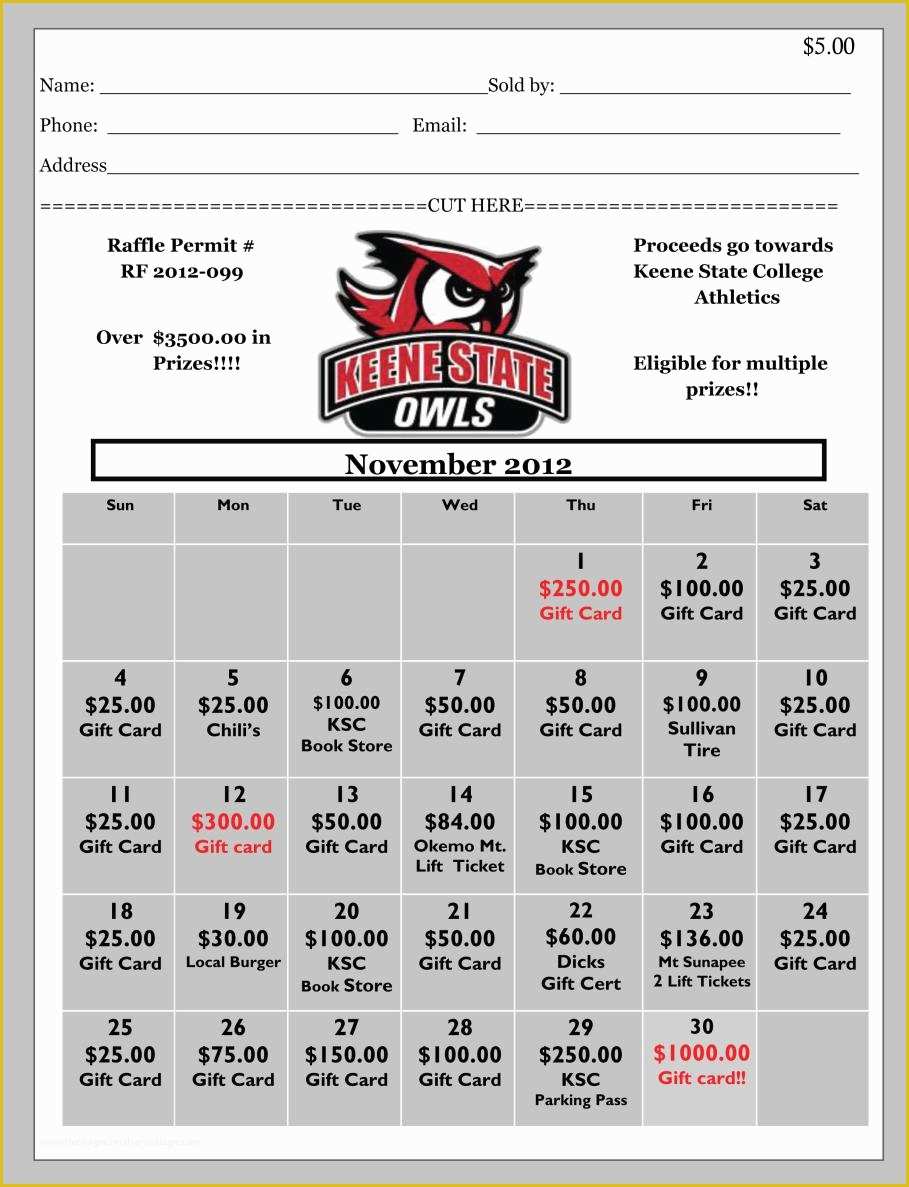 Fundraising Calendar Template Free Of Cash Calendar Raffle Reverse Search