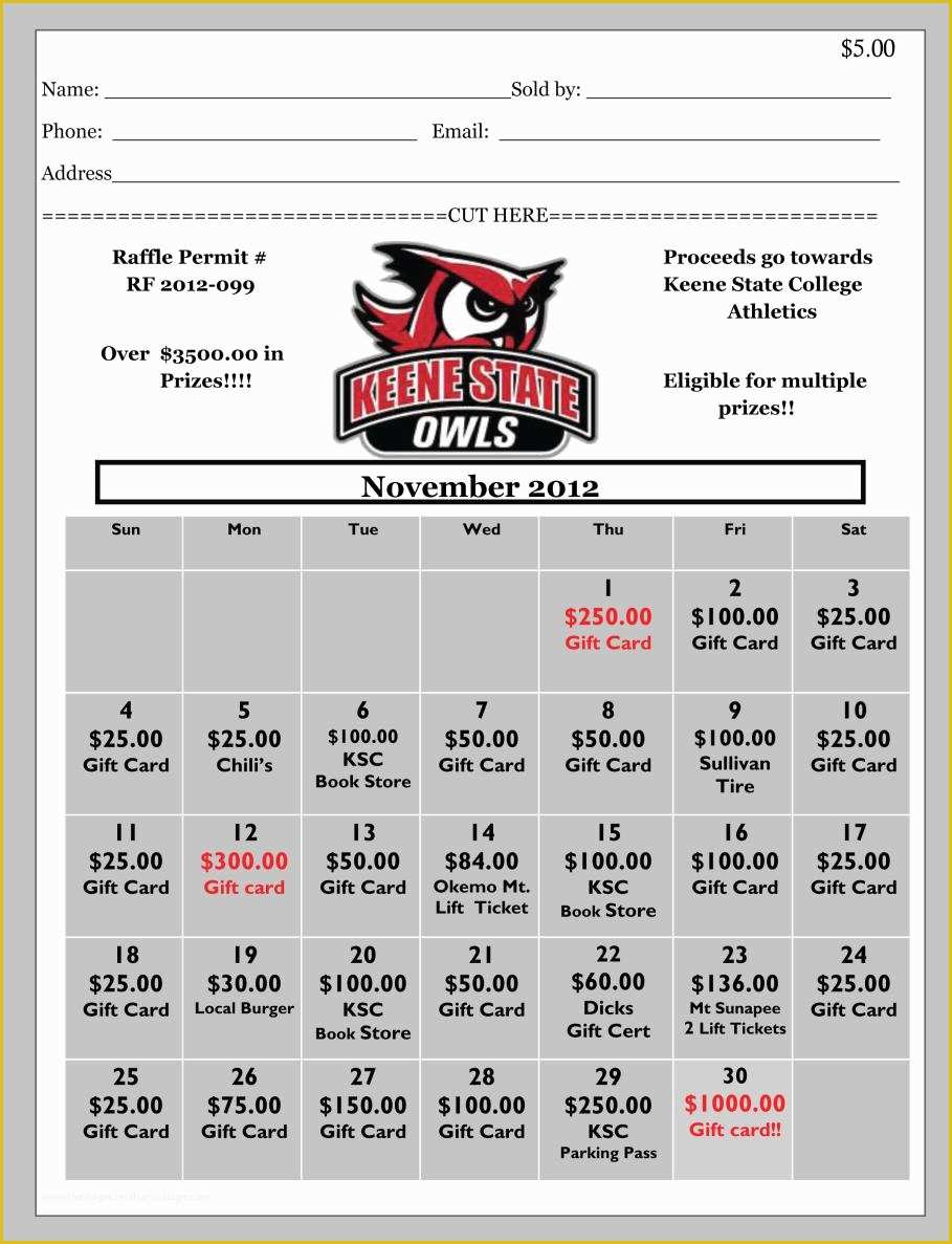 Cash Calendar Fundraiser Template