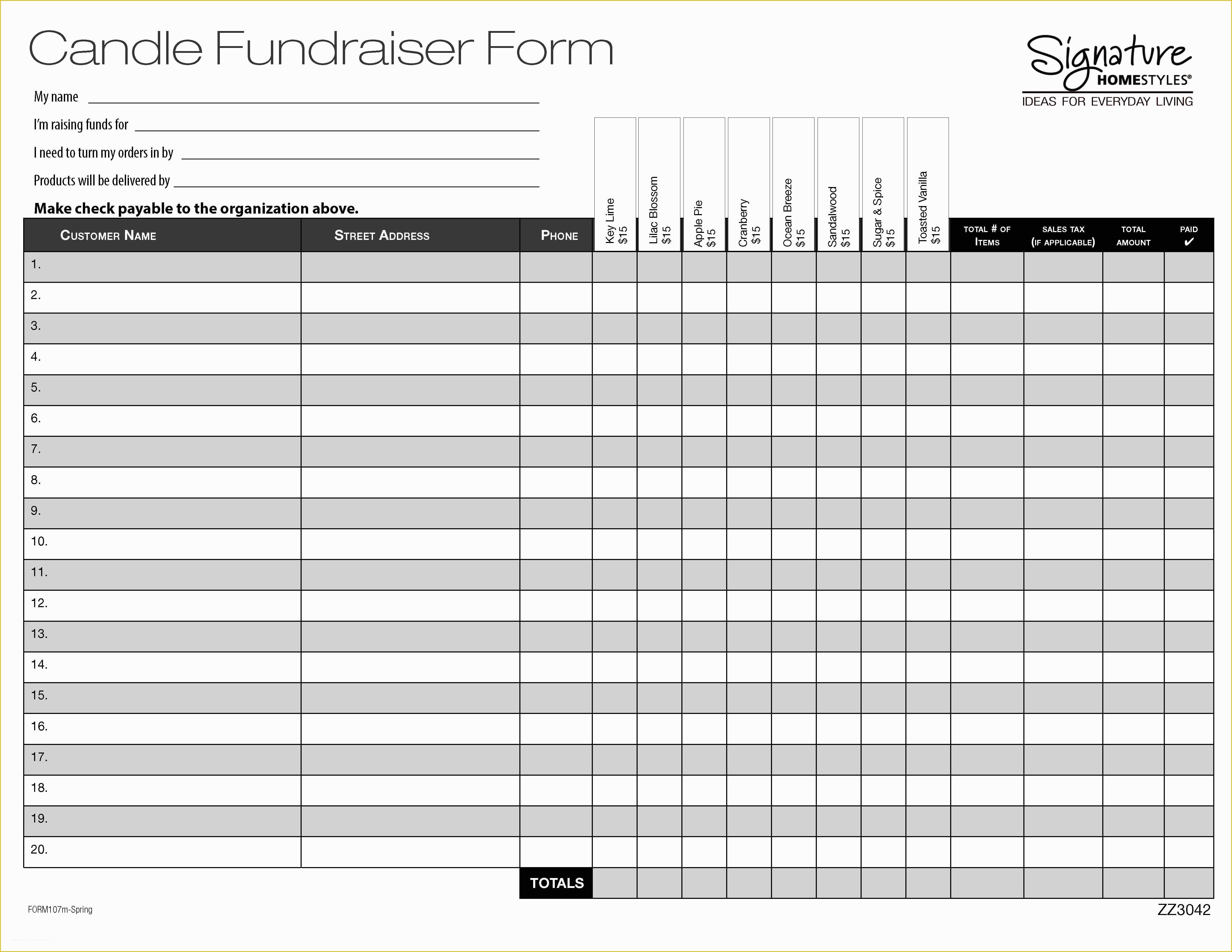 Fundraising Calendar Template Free Of Fundraiser order form Template Search Results