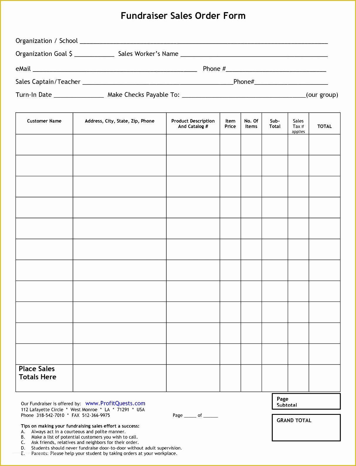 Fundraising forms Templates Free Of 5 Sample order form Layout Sampletemplatess