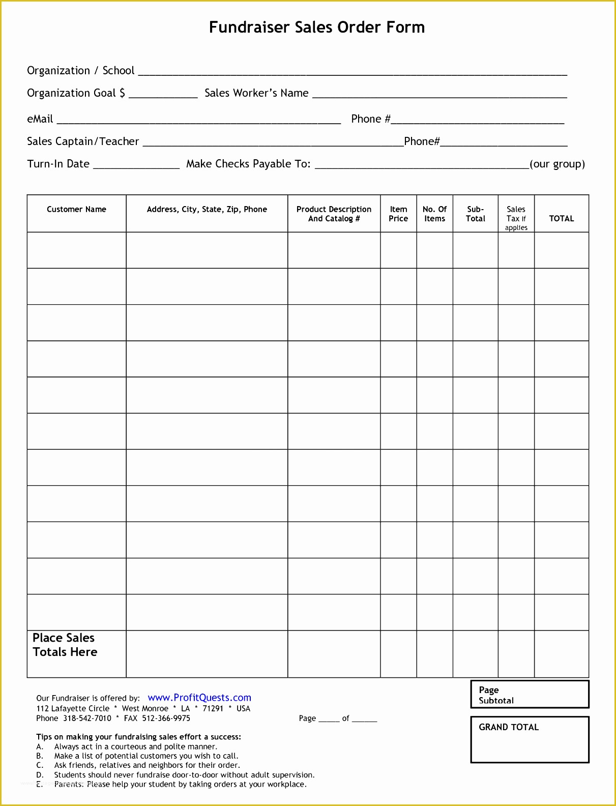 Fundraising forms Templates Free Of 5 Sample order form Layout Sampletemplatess