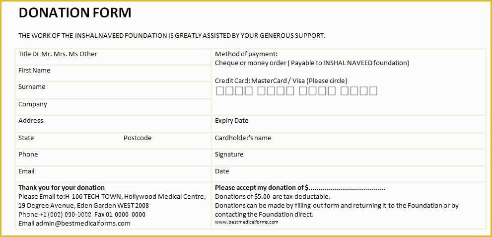 Fundraising forms Templates Free Of 6 Free Donation form Templates Excel Pdf formats