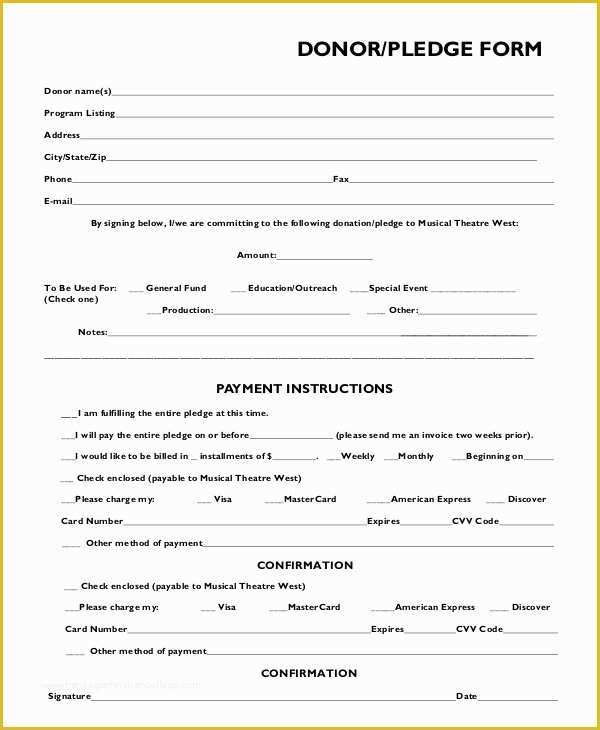 Fundraising forms Templates Free Of 8 Sample Pledge forms Pdf Word