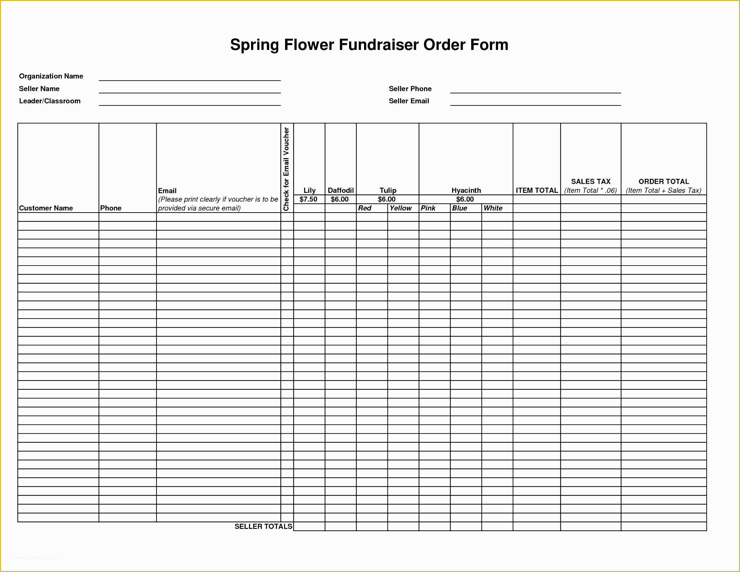 Fundraising forms Templates Free Of Collection solutions Flower Fundraiser order forms