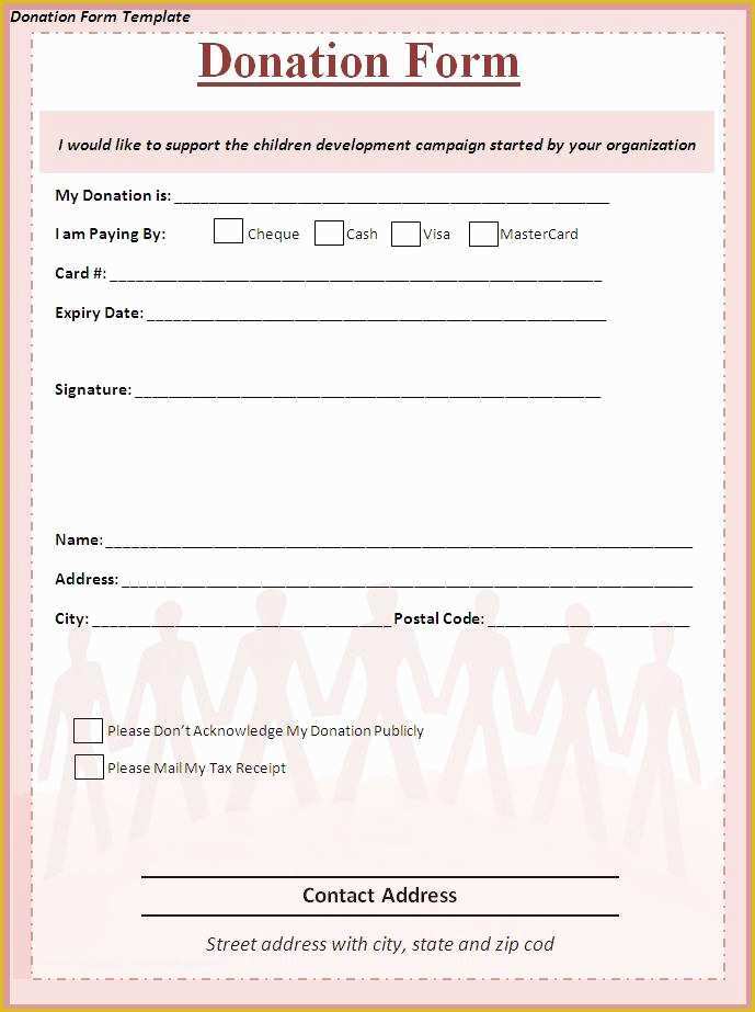 Fundraising forms Templates Free Of Donation form Template