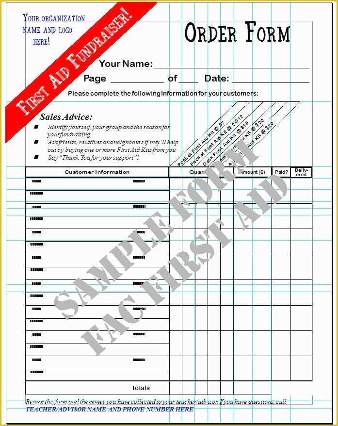 Fundraising forms Templates Free Of Fundraiser order form Fundraising Kits