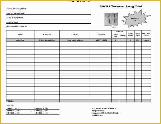 Fundraising forms Templates Free Of Fundraiser Template Excel Fundraiser order form Template