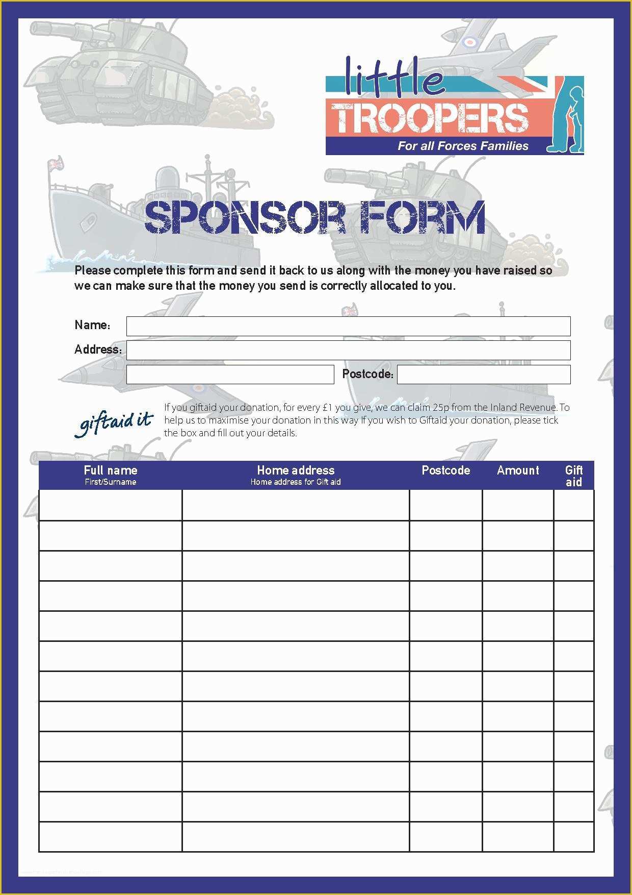 Fundraising forms Templates Free Of Sponsorship form – Little Troopers