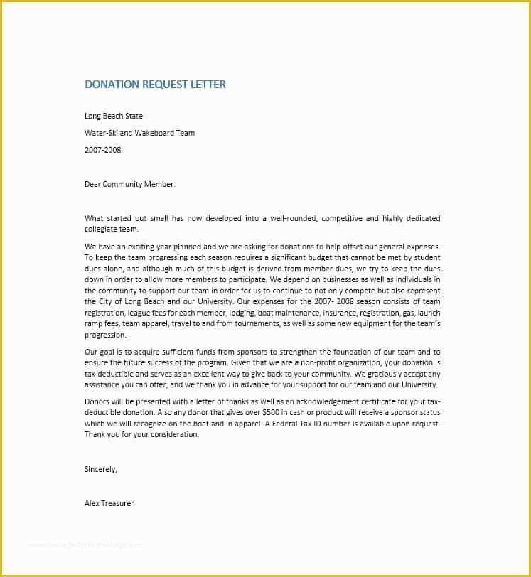 Fundraising Letter Templates Free Of 43 Free Donation Request Letters & forms Template Lab