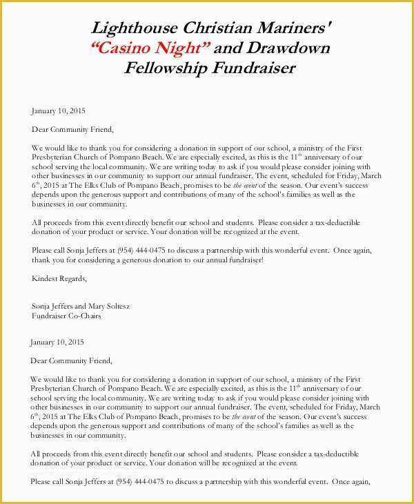 Fundraising Letter Templates Free Of Donation Letter 9 Free Sample Example formart