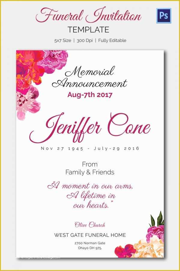 Funeral Announcement Template Free Of 15 Funeral Invitation Templates – Free Sample Example
