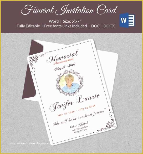Funeral Announcement Template Free Of 50 Microsoft Invitation Templates Free Samples