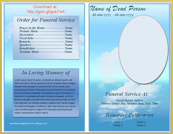 Funeral Booklet Template Free Download Of 73 Best Printable Funeral Program Templates Images On