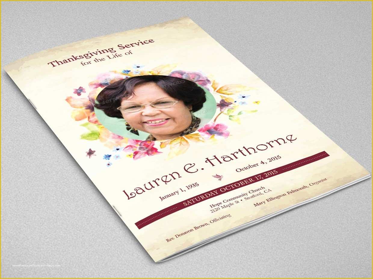 Funeral Booklet Template Free Download Of Watercolor Funeral Program Template