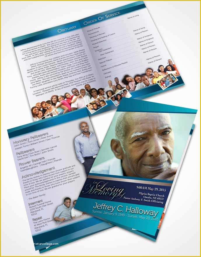 Funeral Brochure Template Free Of Bifold order Of Service Obituary Template Brochure Ocean