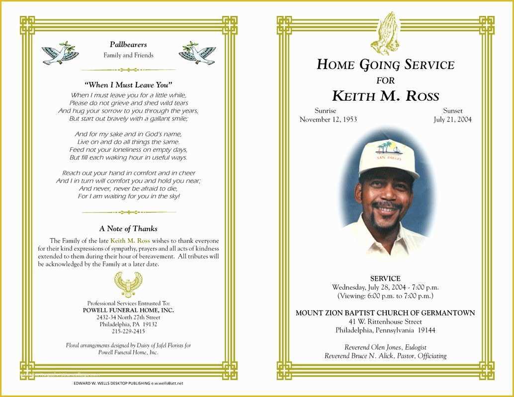 Funeral Brochure Template Free Of Free Funeral Program Templates