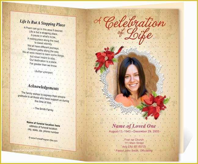 Funeral Program Template Publisher Free Of Floral theme Carol Preprinted Title Letter Single Fold