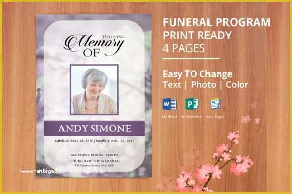 Funeral Program Template Publisher Free Of Printable Funeral Program Template Memorial Obituary