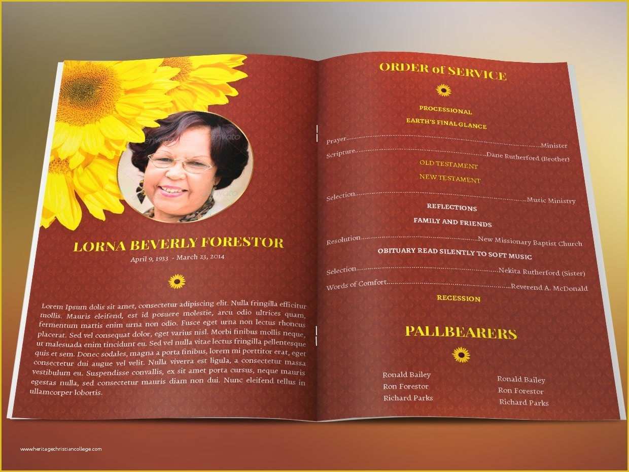 Funeral Program Template Publisher Free Of Sunflower Funeral Program Template Publisher