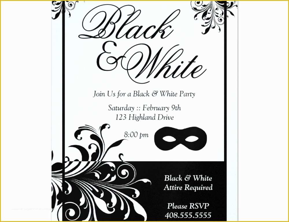 Gala Invitation Template Free Of Black and White Party Invitations Templates Cobypic