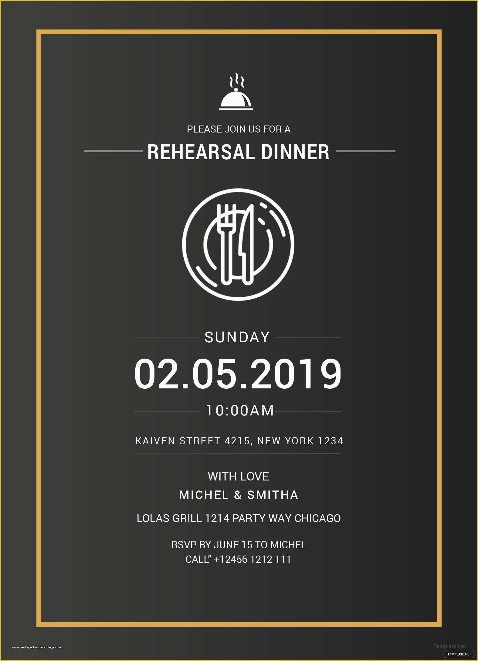 Gala Invitation Template Free Of Free Rehearsal Dinner Party Invitation Template In Adobe