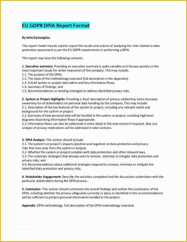 Gdpr Privacy Policy Template Free Of Eu Gdpr Data Privacy Report Template